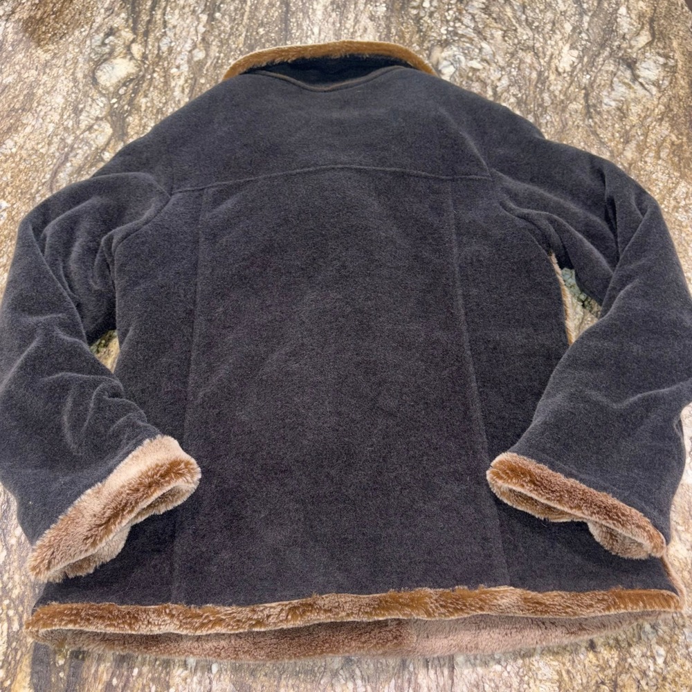 Vintage Toggle Coat Penny Lane Grey Faux Fur Trim Wool Blend Fjall - Picture 8 of 13